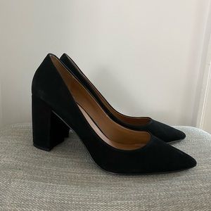 Steve Madden Black Suede Pointed Toe Block Heel